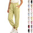 thumbnail image 1 of Xaqiouau Girls Fleece Lined Jogger Sweatpants Elastic Waist Casual Athletic Pants with Pockets Soft Warm Cuffed Pull On Pants Girls Clothes, 1 of 9