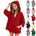 thumbnail image 1 of Xaqiouau Girls Hooded Zip Up Jacket Casual Cape Hoodie Long Sleeve Lightweight Outerwear Solid Color Coat Back To School Daily Wear Girls Clothes, 1 of 6
