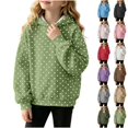 thumbnail image 1 of Xaqiouau Girls Polka Dot Hoodie Sweatshirt Long Sleeve Pullover Casual Hooded Top Fall Winter School Everyday Outfits Girls Clothes, 1 of 8