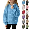 thumbnail image 1 of Xaqiouau Girls Polka Dot Hoodie Sweatshirt Long Sleeve Pullover Casual Hooded Top Fall Winter School Everyday Outfits Girls Clothes, 1 of 8