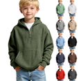 thumbnail image 1 of Xaqiouau Hoodies for Boys Girls Quarter Zip Waffle Knit Pullover Hooded Sweatshirt Long Sleeve Casual Tops Warm Fall Winter Back to School Clothes Kids Clothes, 1 of 6