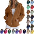 thumbnail image 1 of Xaqiouau Hoodies for Women Zip Up Hoodie Oversized Hooded Jacket Casual Sweatshirt Long Sleeve Hoodie Jacket with Pockets Fall Winter, 1 of 7