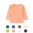 thumbnail image 1 of Xaqiouau Kids Crewneck Long Sleeve Cotton Tee Solid Color Pullover Top Loose Fit Basic Shirt Boys Girls School Playwear Fall Winter Everyday Essential Orange 6-7 Years, 1 of 7