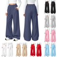 thumbnail image 1 of Xaqiouau Kids Wide Leg Sweatpants Boys Girls Elastic Waist Pants with Pockets Solid Color Loose Fit Casual Lounge Trousers Kids Clothes, 1 of 9
