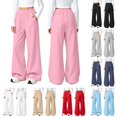 thumbnail image 1 of Xaqiouau Kids Wide Leg Sweatpants Boys Girls Elastic Waist Pants with Pockets Solid Color Loose Fit Casual Lounge Trousers Kids Clothes, 1 of 9