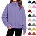 thumbnail image 1 of Xaqiouau Kids Zip Up Sweatshirt Full Zip Fleece Track Jackets Boys Girls Fall Fashion Outfits Winter Clothes with Pockets Kids Clothes, 1 of 7