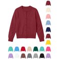 thumbnail image 1 of Xaqiouau Little Girls Button Down Cardigan Sweater Crew Neck Long Sleeve Knitted Solid Color Casual Coat Fall Winter School Daily Wear Wine 8-9Years, 1 of 8