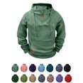 thumbnail image 1 of Xaqiouau Men's Half Zip Hoodie Raglan Sleeve Pullover Multi-Pocket Fleece Lined Sweatshirt Hooded Outdoor Sportswear Top with Kangaroo Pocket Mint Green XXL, 1 of 6