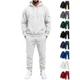 thumbnail image 1 of Xaqiouau Men's Hoodie and Jogger Set Sweatsuit Drawstring Pullover Top Utility Arm Pocket Sweatpants Casual Sportswear Outfit Fall Winter Gym Wear Tracksuit White L, 1 of 9