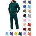 thumbnail image 1 of Xaqiouau Men's Hoodie and Sweatpants Set Casual Solid Color Pullover Top Elastic Waist Joggers with Pockets Long Sleeve Sportswear Outfit Fall Winter Tracksuit Green S, 1 of 9