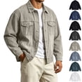 thumbnail image 1 of Xaqiouau Men's Vintage Washed Denim Jacket Loose Fit Jean Coat Classic Versatile Workwear Outerwear Casual Trucker Jacket with Pockets Street Style Khaki S, 1 of 8