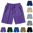 thumbnail image 1 of Xaqiouau Mens Mesh Athletic Shorts Quick Dry Basketball Shorts Elastic Waist Drawstring Gym Workout Running Shorts with Zipper Pockets, 1 of 7