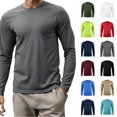 thumbnail image 1 of Xaqiouau Mens Solid Color Mesh Polyester Crew Neck Breathable Regular Fit Long Sleeve Pullover Top Lightweight Daily Casual Everyday Basic Outfits Gray XL, 1 of 6