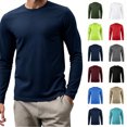 thumbnail image 1 of Xaqiouau Mens Solid Color Mesh Polyester Crew Neck Breathable Regular Fit Long Sleeve Pullover Top Lightweight Daily Casual Everyday Basic Outfits Navy XL, 1 of 6