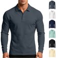 thumbnail image 1 of Xaqiouau Mens Solid Polyester Pique Collared Button Closure Slim Fit Long Sleeve Collared Top Business Casual Daily Commuter Basic Wear Everyday Outfits Dark Gray M, 1 of 9