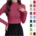 thumbnail image 1 of Xaqiouau Mock Neck Sweater for Women Ribbed Knit Long Sleeve Slim Fit Pullover Soft Stretch Lightweight Casual Fall Winter Sweater Top, 1 of 6