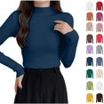 thumbnail image 1 of Xaqiouau Mock Neck Sweater for Women Ribbed Knit Long Sleeve Slim Fit Pullover Soft Stretch Lightweight Casual Fall Winter Sweater Top, 1 of 6