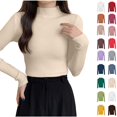 thumbnail image 1 of Xaqiouau Mock Neck Sweater for Women Ribbed Knit Long Sleeve Slim Fit Pullover Soft Stretch Lightweight Casual Fall Winter Sweater Top, 1 of 6