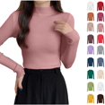 thumbnail image 1 of Xaqiouau Mock Neck Sweater for Women Ribbed Knit Long Sleeve Slim Fit Pullover Soft Stretch Lightweight Casual Fall Winter Sweater Top, 1 of 6