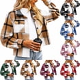 thumbnail image 1 of Xaqiouau Plaid Shacket Women Flannel Jacket Oversized Shirt Jacket Long Sleeve Button Up Casual Coat Fall Winter Outerwear with Pockets, 1 of 5