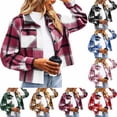 thumbnail image 1 of Xaqiouau Plaid Shacket Women Flannel Jacket Oversized Shirt Jacket Long Sleeve Button Up Casual Coat Fall Winter Outerwear with Pockets, 1 of 5