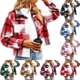 thumbnail image 1 of Xaqiouau Plaid Shacket Women Flannel Jacket Oversized Shirt Jacket Long Sleeve Button Up Casual Coat Fall Winter Outerwear with Pockets, 1 of 5