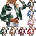 thumbnail image 1 of Xaqiouau Plaid Shacket Women Flannel Jacket Oversized Shirt Jacket Long Sleeve Button Up Casual Coat Fall Winter Outerwear with Pockets, 1 of 5