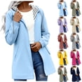 thumbnail image 1 of Xaqiouau Rain Jacket Women Waterproof Windbreaker Lightweight Rain Jackets with Pockets Striped Lined Raincoats with Hood Light Blue L, 1 of 7