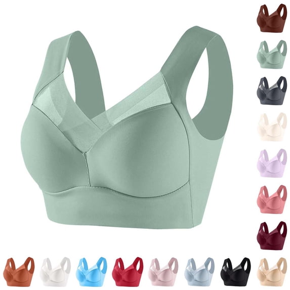 Xaqiouau Seamless Wireless Bras for Women Full Coverage Plus Size Padded Ice Silk Bra Wide Strap No Underwire Breathable Supportive Jelly Bra