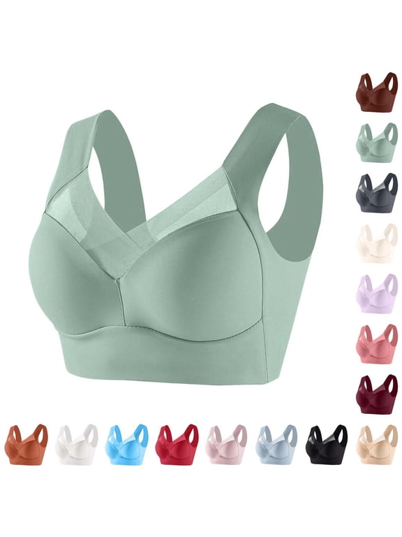 Seamless Wireless Bras for Women Full Coverage Plus Size Padded Ice Silk Bra Wide Strap No Underwire Breathable Supportive Jelly Bra