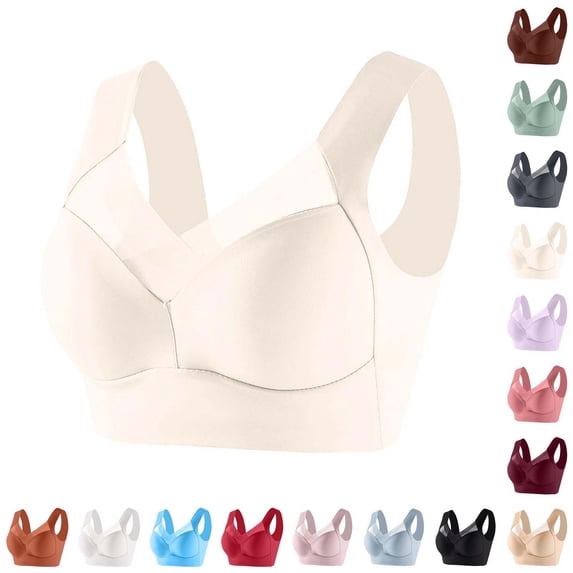 Xaqiouau Seamless Wireless Bras for Women Full Coverage Plus Size Padded Ice Silk Bra Wide Strap No Underwire Breathable Supportive Jelly Bra
