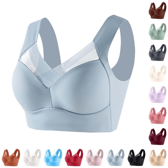 Xaqiouau Seamless Wireless Bras for Women Full Coverage Plus Size Padded Ice Silk Bra Wide Strap No Underwire Breathable Supportive Jelly Bra