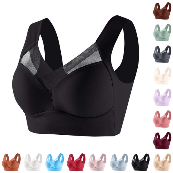 Xaqiouau Seamless Wireless Bras for Women Full Coverage Plus Size Padded Ice Silk Bra Wide Strap No Underwire Breathable Supportive Jelly Bra