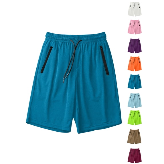 Xaqiouau Men's Quick Dry Running Shorts Ice Silk Breathable Mesh Athletic Shorts Zip Pockets Elastic Drawstring Waist Summer Gym Casual Wear Navy XXL