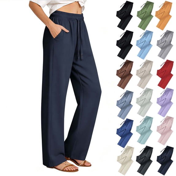 Xaqiouau Unisex Quick Dry Pants Lightweight Breathable Athletic Casual Straight Leg Pants Drawstring Travel Hiking Pants with Pockets