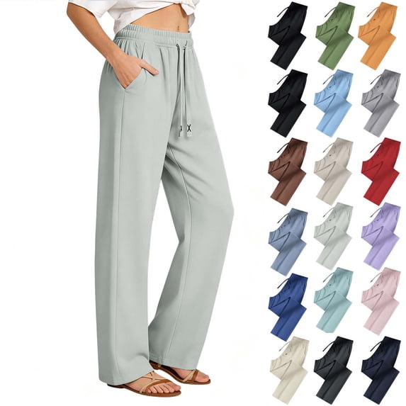 Xaqiouau Unisex Quick Dry Pants Lightweight Breathable Athletic Casual Straight Leg Pants Drawstring Travel Hiking Pants with Pockets