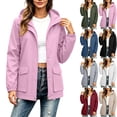 thumbnail image 1 of Xaqiouau Women Hooded Waterproof Mid Length Rain Jacket Casual Drawstring Windbreaker with Flap Pockets Lightweight Outdoor Coat, 1 of 6