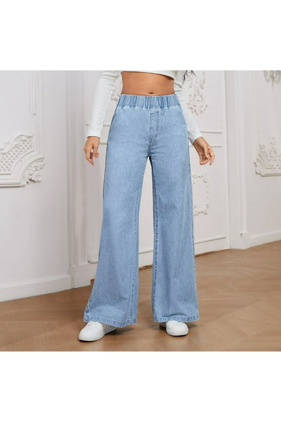 Women'S High Waist All Straight Leg Wide Leg Pants Jeans