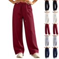 thumbnail image 1 of Xaqiouau Women Wide Leg Sweatpants High Waisted Baggy Lounge Pants Loose Fit Casual Joggers Drawstring Athletic Trousers with Pockets, 1 of 6