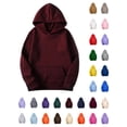thumbnail image 1 of Xaqiouau Women's Casual Hoodie Pullover Long Sleeve Hooded Sweatshirt with Kangaroo Pocket Solid Color Fall Winter Everyday Basic Layer Wine XXXL, 1 of 8
