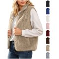 thumbnail image 1 of Xaqiouau Women's Fleece Vest Sleeveless Zip Up Sherpa Jacket Solid Color Casual Cozy Layering Outerwear with Stand Collar Fall Winter Warm Gilet Khaki XXL, 1 of 9