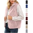 thumbnail image 1 of Xaqiouau Women's Fleece Vest Sleeveless Zip Up Sherpa Jacket Solid Color Casual Cozy Layering Outerwear with Stand Collar Fall Winter Warm Gilet Pink XL, 1 of 9