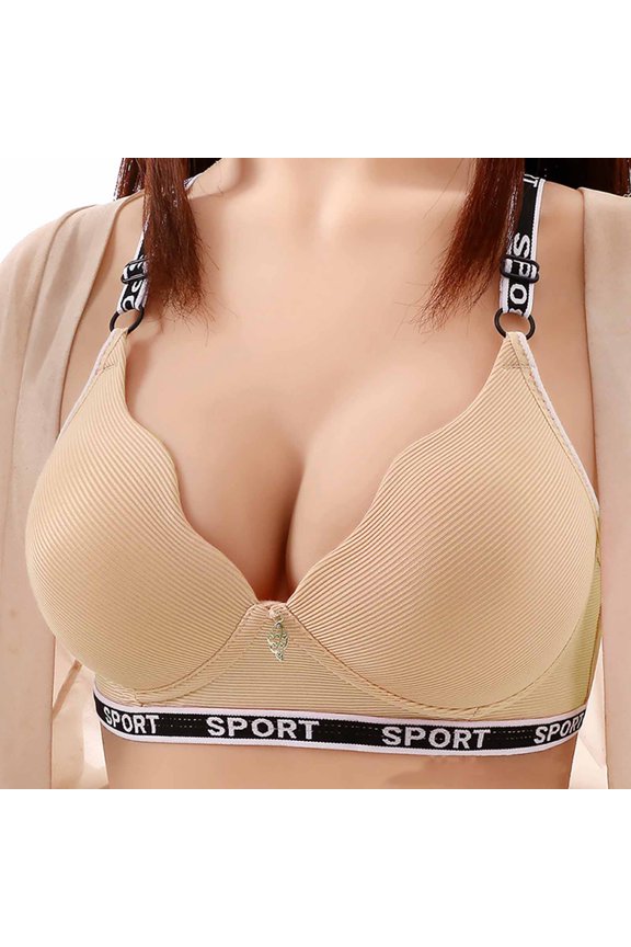 Women's Front Closure Sports Bra – Wireless Ribbed Cozy Bralette with Adjustable Straps & "SPORT" Detail Look – Seamless Workout & Sleep Bra (Multiple Colors Available)