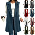 thumbnail image 1 of Xaqiouau Women's Long Sleeveless Trench Coat Lapel Collar Open Front Vest Jacket Casual Button Down Lightweight Duster Waistcoat Outerwear with Pockets, 1 of 6