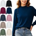 Xaqiouau Women's Mock Neck Pullover Sweater Long Sleeve Knit Top with ...