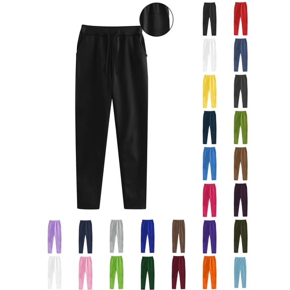 Xaqiouau Women's Pants Casual Trousers Women Sweatpants Solid Large Size Running Fitness Sports Pants With Three Pockets Black S