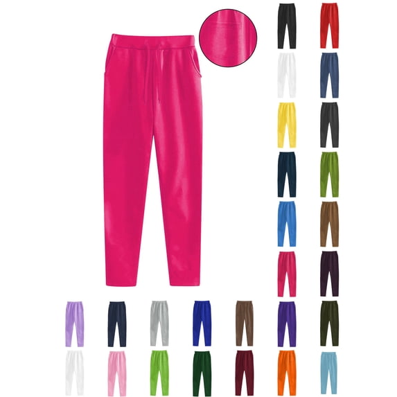 Xaqiouau Women's Pants Casual Trousers Women Sweatpants Solid Large Size Running Fitness Sports Pants With Three Pockets Hot Pink XXL
