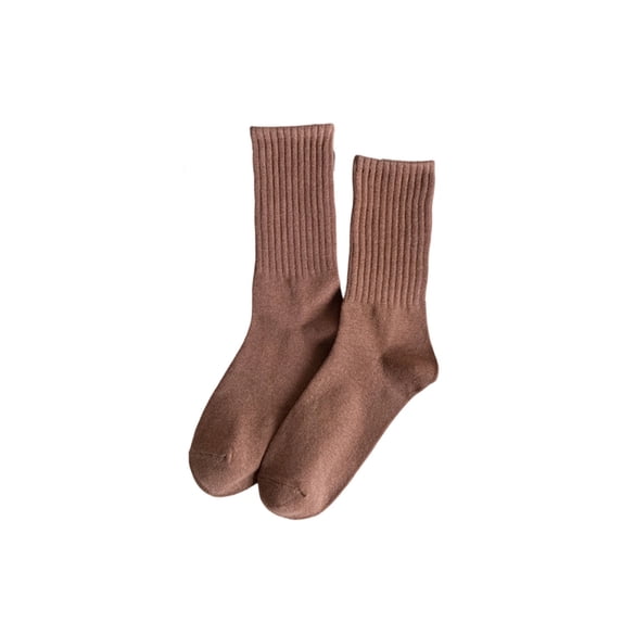 Xaqiouau Women's Ribbed Crew Socks – Soft Fabric Mid-Calf Socks – Everyday Casual Wear Socks (Multiple Colors Available)