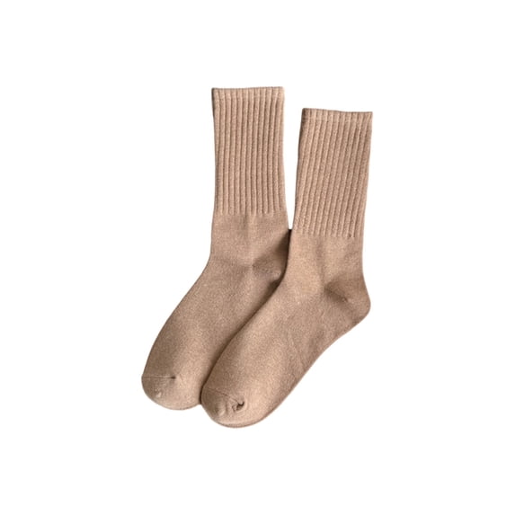 Xaqiouau Women's Ribbed Crew Socks – Soft Fabric Mid-Calf Socks – Everyday Casual Wear Socks (Multiple Colors Available)