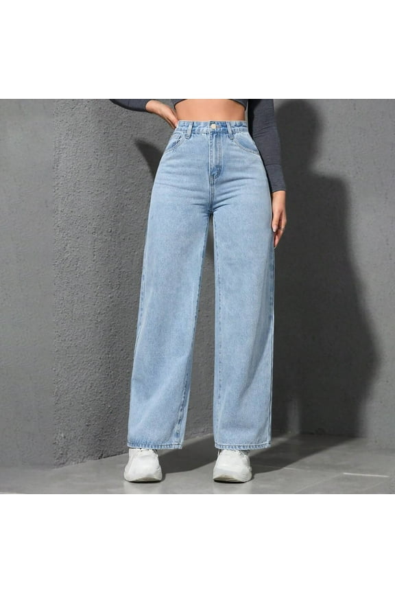 Women's Slim Fitting High Waisted And Buttocks Up Denim Flared Pants | Classic Denim Trousers with Functional Pockets